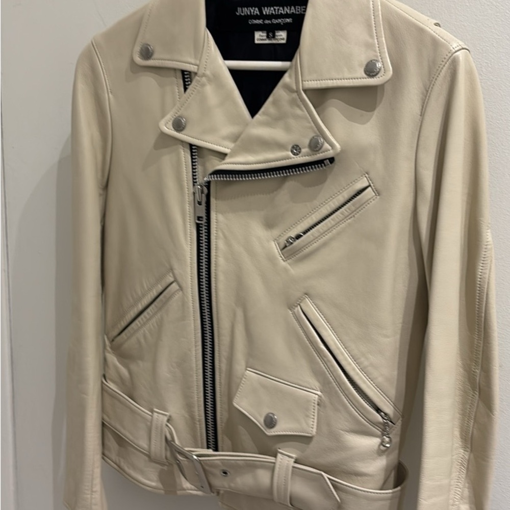 Comme des Garcons Women's Cream Leather Jacket XS